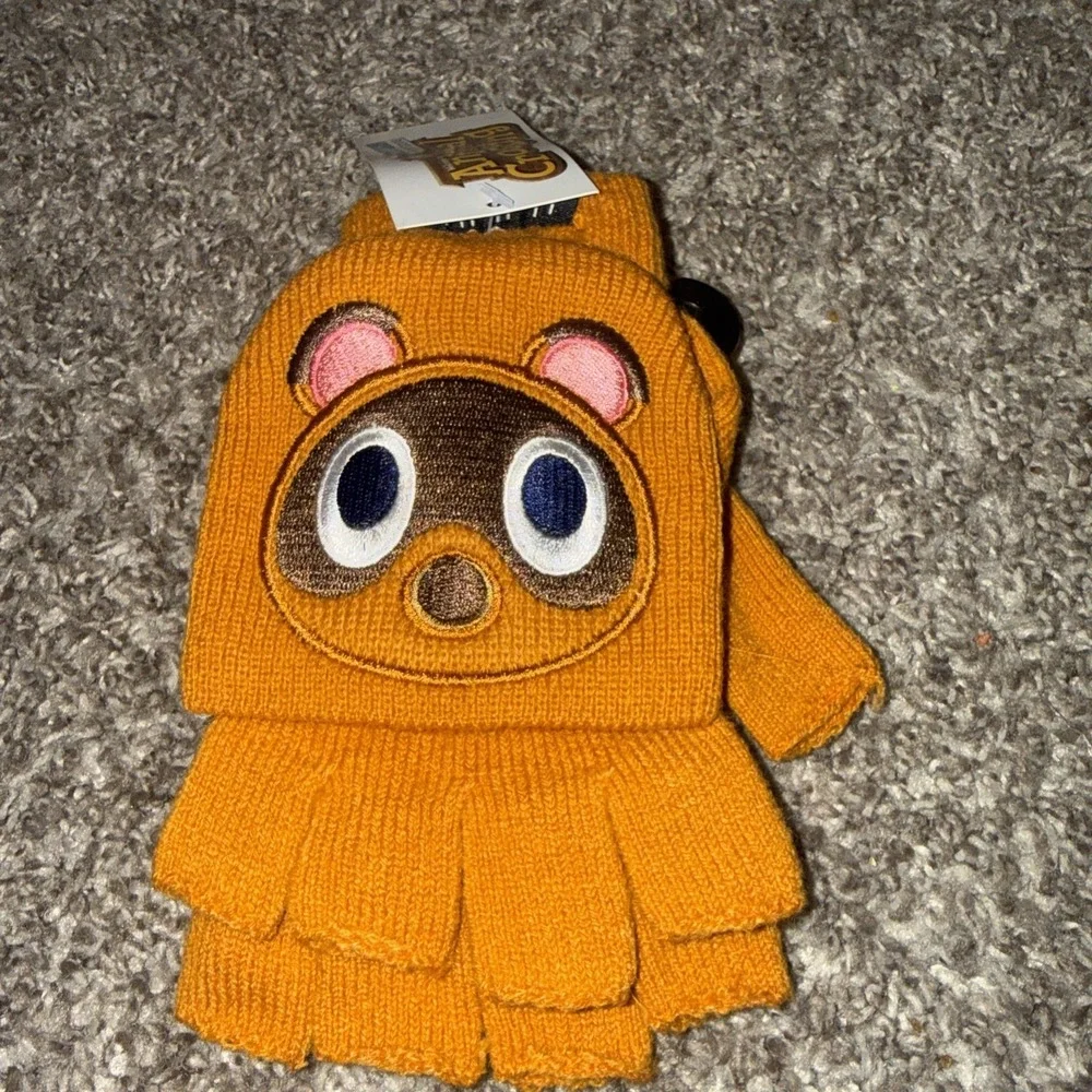 Women's Nintendo Orange Animal Crossing Tom Nook Fingerless Gloves One‎ Size